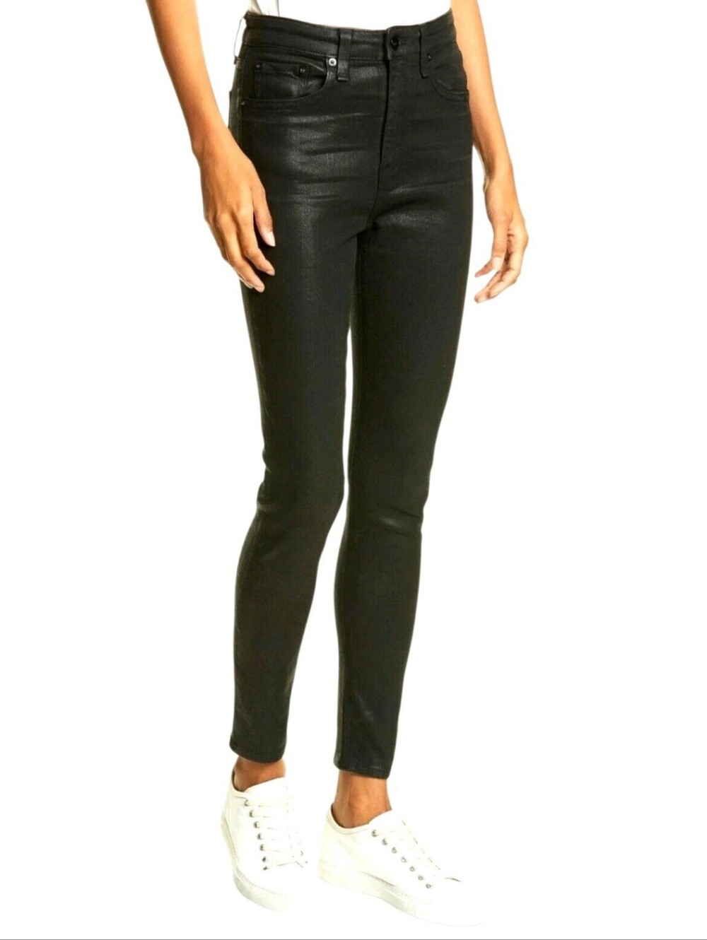 Rag & Bone Women Jeans Size 26 Nina Black Coated High Rise Skinny New